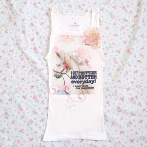 y2k horse graphic ribbed tank top fitted cami slogan